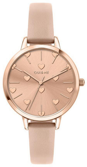 Oui  Me Petite Amourette Rose Gold Sunray Dial Leather Strap Quartz Me010106 Women's Watch