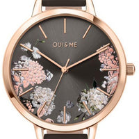 Oui  Me Grande Fleurette Dark Grey Dial Leather Strap Quartz Me010107 Women's Watch