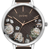 Oui  Me Grande Fleurette Dark Grey Dial Leather Strap Quartz Me010110 Women's Watch