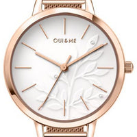 Oui  Me Fleurette White Dial Rose Gold Tone Stainless Steel Quartz Me010134 Women's Watch