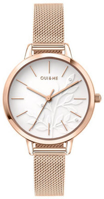 Oui  Me Fleurette White Dial Rose Gold Tone Stainless Steel Quartz Me010134 Women's Watch