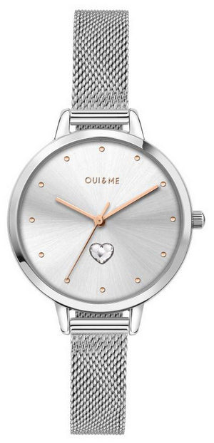 Oui  Me Petite Amourette Silver Sunray Dial Stainless Steel Mesh Quartz Me010140 Women's Watch