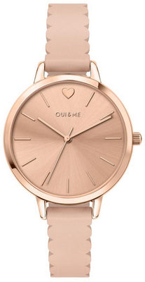 Oui  Me Amourette Rose Gold Shiny Dial Leather Strap Quartz Me010144 Women's Watch