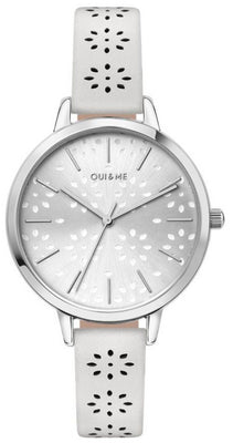 Oui  Me Amourette Silver Sunray Dial Leather Strap Quartz Me010148 Women's Watch