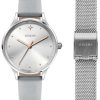 Oui  Me Bichette Silver Dial Leather Strap Quartz Me010168 Women's Watch