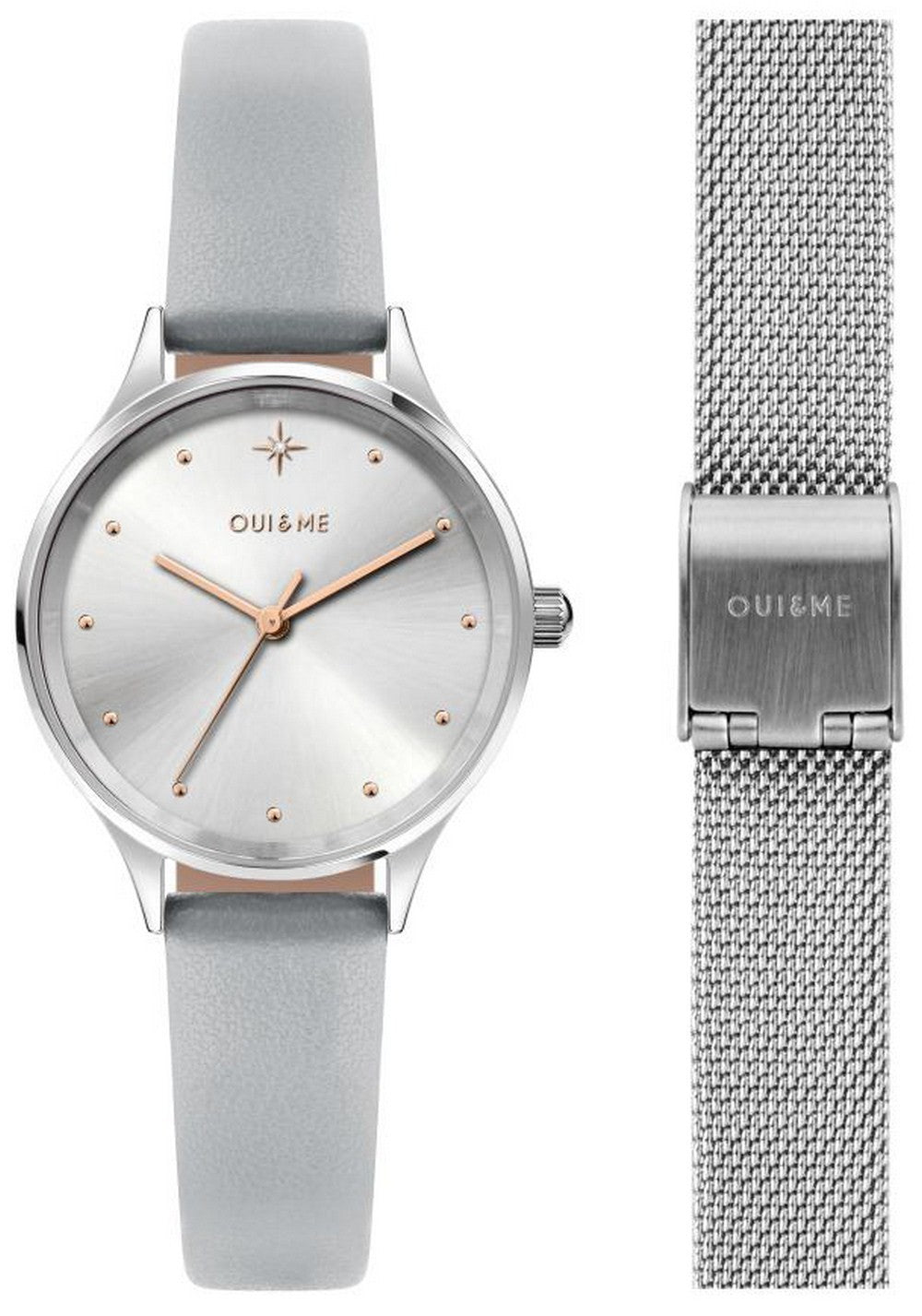 Oui  Me Bichette Silver Dial Leather Strap Quartz Me010168 Women's Watch