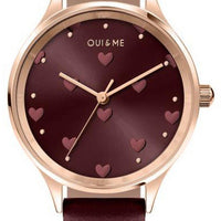 Oui  Me Bichette Burgundy Sunray Dial Leather Strap Quartz Me010170 Women's Watch