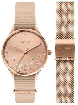 Oui  Me Petite Bichette Rose Gold Sunray Dial Nylon Strap Quartz Me010174 Women's Watch