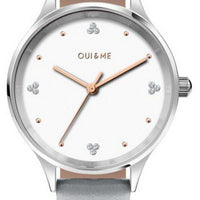 Oui  Me Bichette Crystal Accents White Dial Leather Strap Quartz Me010181 Women's Watch