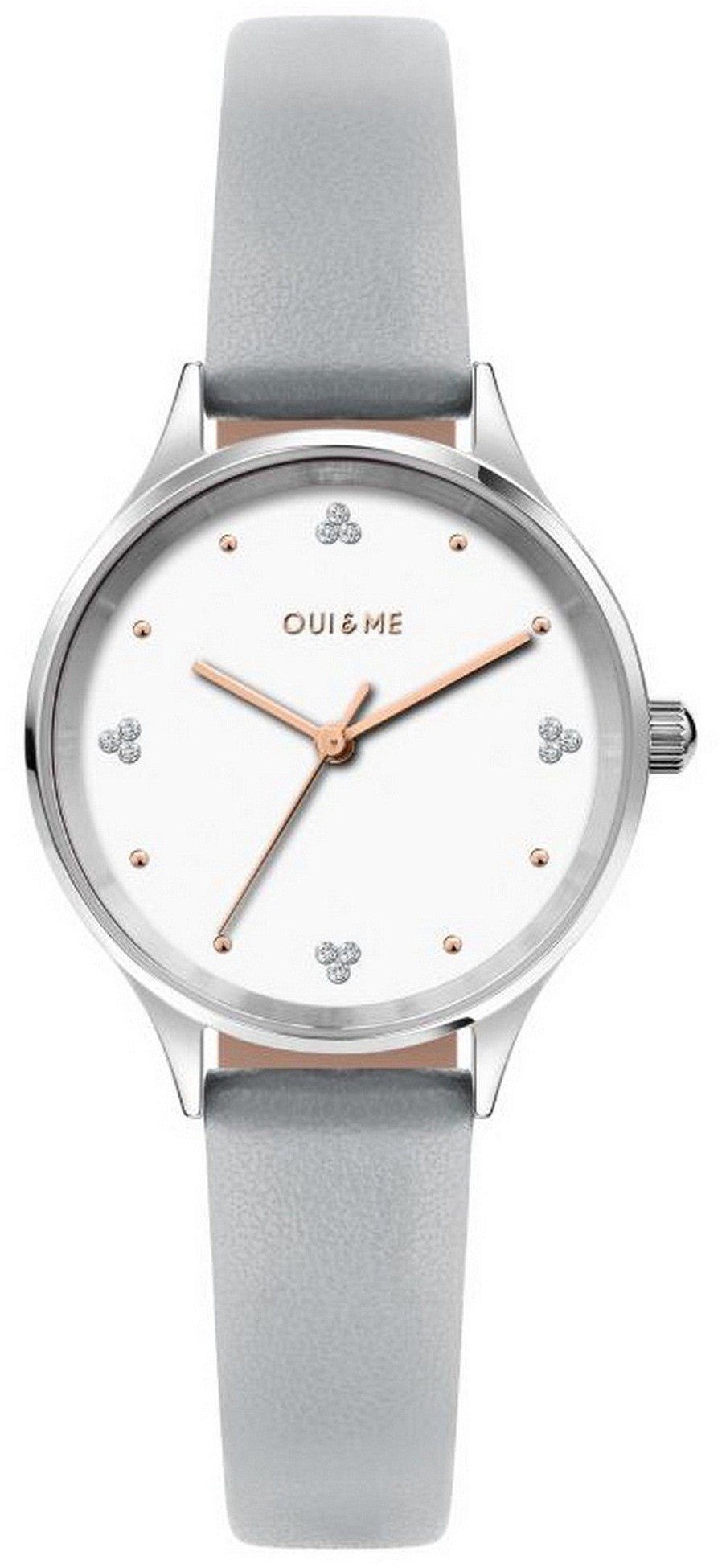 Oui  Me Bichette Crystal Accents White Dial Leather Strap Quartz Me010181 Women's Watch