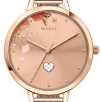 Oui  Me Petite Fleurette Rose Gold Tone Stainless Steel Quartz Me010193 Women's Watch