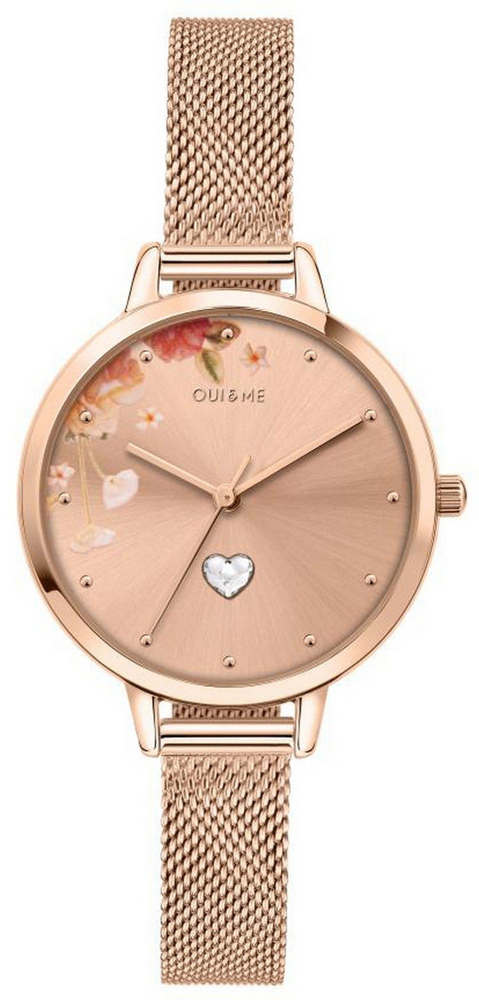 Oui  Me Petite Fleurette Rose Gold Tone Stainless Steel Quartz Me010193 Women's Watch