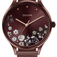 Oui  Me Minette Burgundy Sunray Dial Stainless Steel Quartz Me010197 Women's Watch