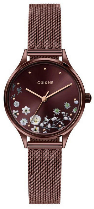 Oui  Me Minette Burgundy Sunray Dial Stainless Steel Quartz Me010197 Women's Watch