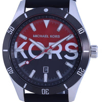 Michael Kors Layton Black-red Dial Silicon Strap Quartz Mk8892 Men's Watch