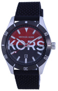 Michael Kors Layton Black-red Dial Silicon Strap Quartz Mk8892 Men's Watch