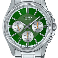 Casio Enticer Analog Stainless Steel Green Dial Quartz Mtp-1375d-3 Men's Watch