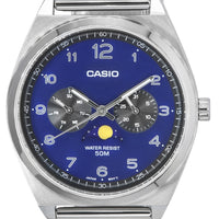 Casio Standard Analog Stainless Steel Mesh Bracelet Moon Phase Blue Dial Quartz Mtp-m300m-2a Men's Watch