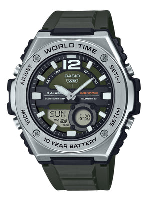 Casio Standard Analog Digital Resin Strap Green Dial Quartz Mwq-100-3av 100m Men's Watch