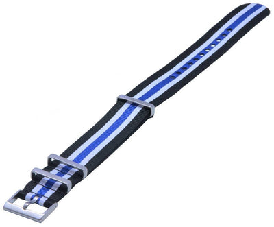 Ratio Nato19 Black And Blue Nylon 22mm Watch Strap