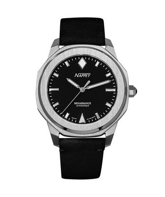 Nappey Renaissance Steel And Black Suede Automatic Ny41-ad1m-3b1a 200m Unisex Watch