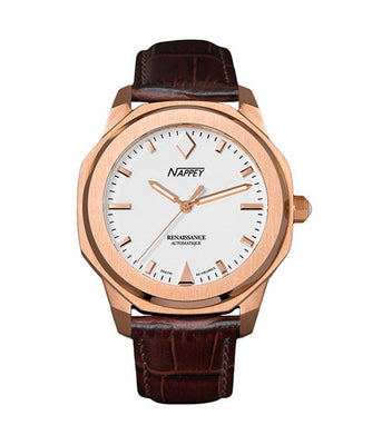 Nappey Renaissance Rose Gold And White Automatic Ny41-bd2m-3b6a 200m Unisex Watch