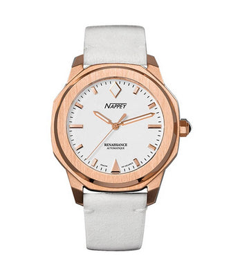 Nappey Renaissance Rose Gold And White Suede Automatic Ny41-bd2m-3b2a 200m Unisex Watch