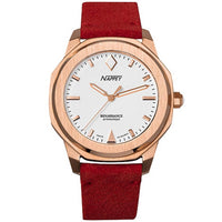 Nappey Renaissance Rose Gold And White Suede Automatic Ny41-bd2m-3b6a 200m Unisex Watch