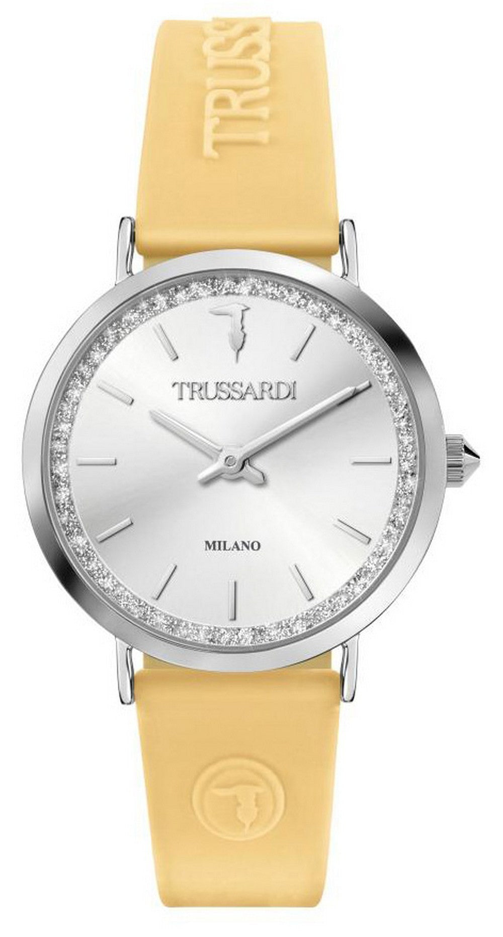 Trussardi T-motif Silver Dial Rubber Strap Quartz R2451140503 Women's Watch