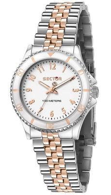 Sector 230 Just Time Two Tone Stainless Steel White Dial Quartz R3253161533 100m Women's Watch