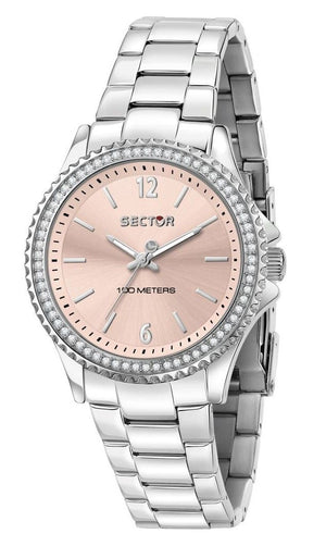 Sector 230 Just Time Crystal Accents Rose Gold Dial Quartz R3253161536 100m Women's Watch