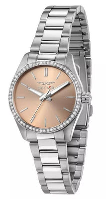 Sector 270 Just Time Crystal Accents Stainless Steel Rose Gold Dial Quartz R3253578506 Women's Watch