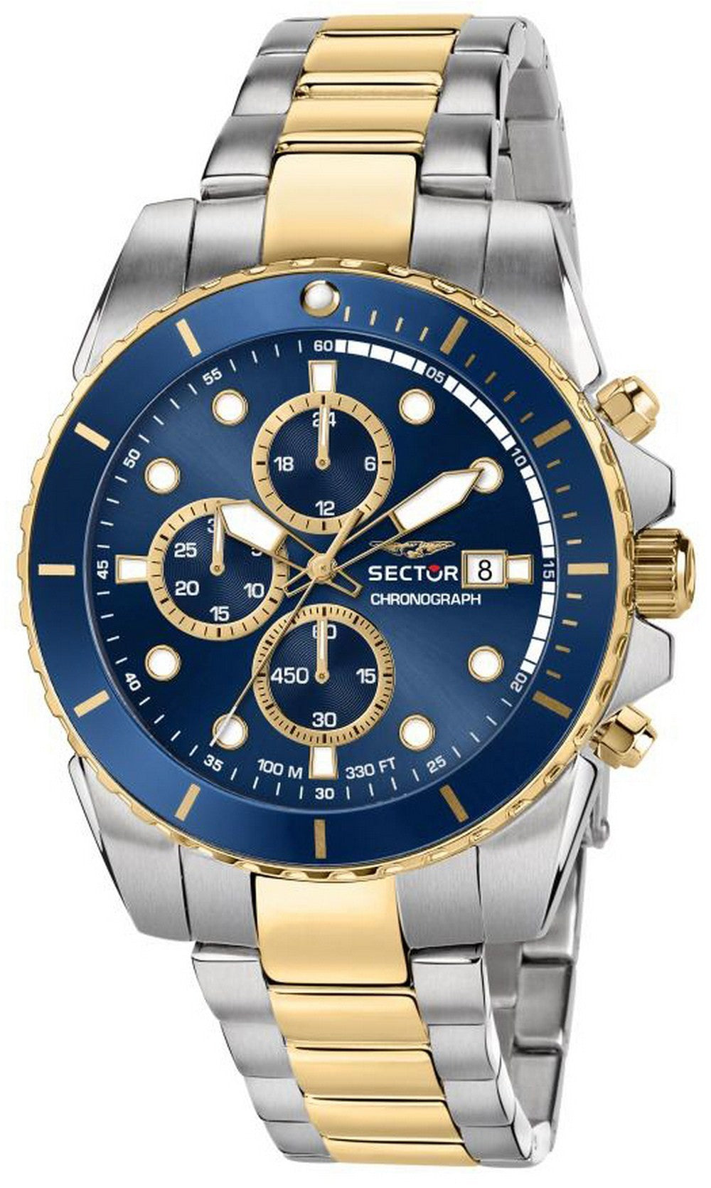 Sector 450 Chronograph Blue Sunray Dial Two Tone Stainless Steel Quartz R3273776001 100m Men's Watch