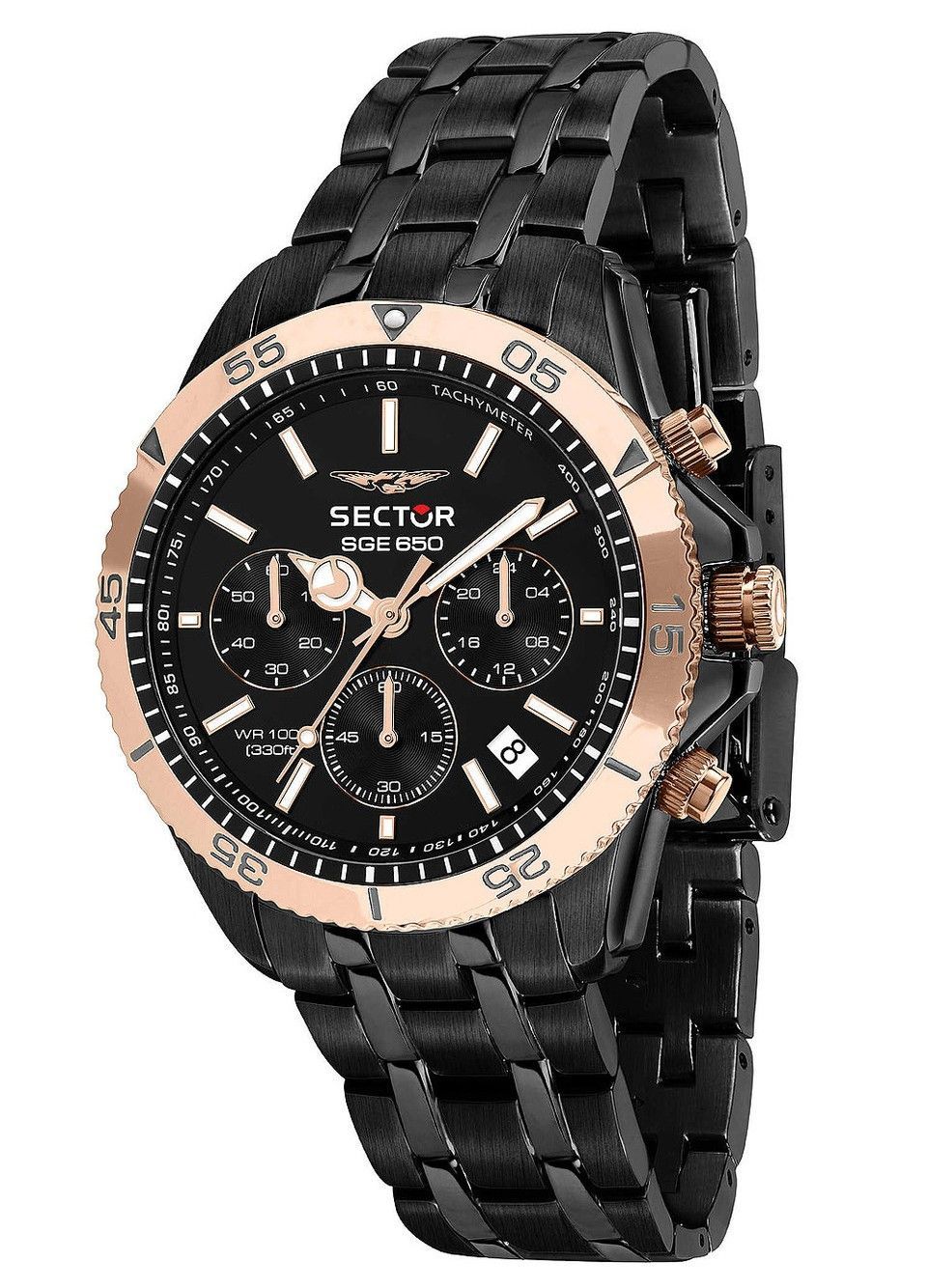 Sector Sge 650 Chronograph Stainless Steel Black Dial Quartz R3273962004 100m Men's Watch