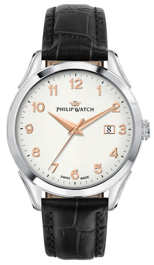 Philip Watch Swiss Made Roma Leather Strap White Dial Quartz R8251217002 Men's Watch