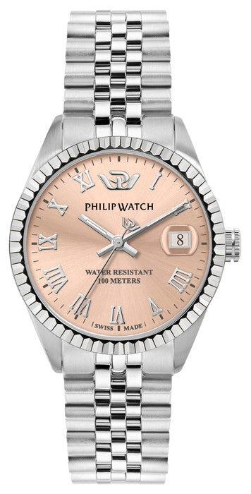 Philip Watch Swiss Made Caribe Stainless Steel Pink Dial Quartz R8253597578 100m Women's Watch