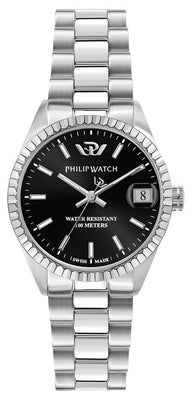 Philip Watch Swiss Made Caribe Urban Stainless Steel Black Sunray Dial Quartz R8253597589 100m Women's Watch