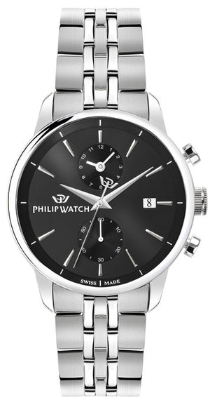 Philip Watch Swiss Made Anniversary Chronograph Stainless Steel Black Dial Quartz R8273650002 100m Men's Watch