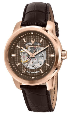 Maserati Successo Brown Skeleton Dial R8821121001 Men's Watch