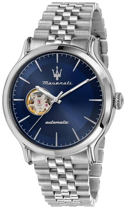 Maserati Epoca Stainless Steel Open Heart Blue Dial Automatic R8823118009 100m Men's Watch