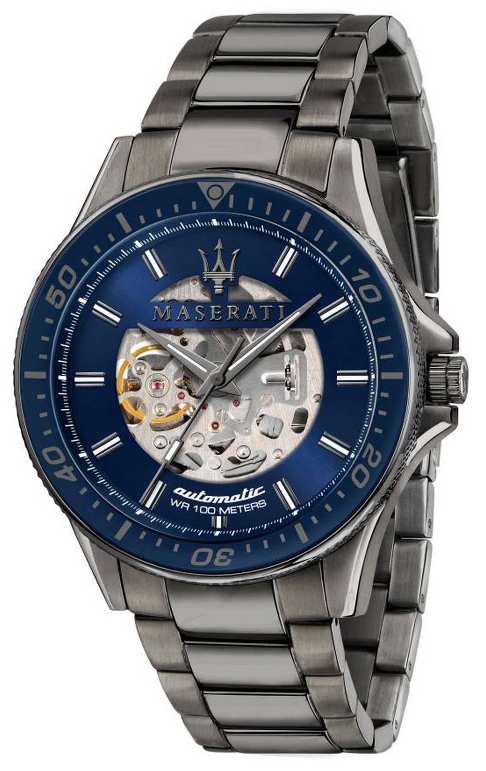 Maserati Sfida Skeleton Blue Dial Stainless Steel Automatic R8823140001 100m Men's Watch