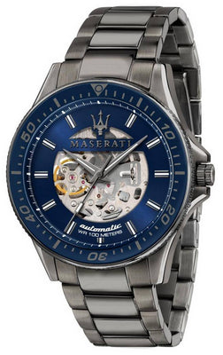 Maserati Sfida Skeleton Blue Dial Stainless Steel Automatic R8823140001 100m Men's Watch