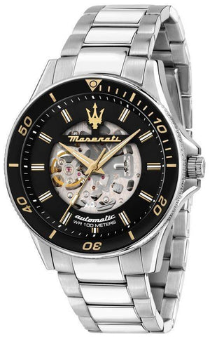 Maserati Sfida Stainless Steel Skeleton Black Dial Automatic R8823140008 100m Men's Watch