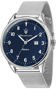 Maserati Tradizione Stainless Steel Mesh Blue Dial Solar R8851146002 100m Men's Watch