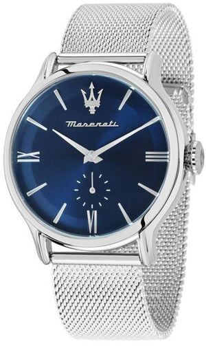 Maserati Epoca Stainless Steel Mesh Blue Dial Quartz R8853118017 100m Men's Watch