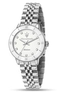 Maserati Successo Crystal Accents Stainless Steel White Dial Solar R8853145515 Women's Watch