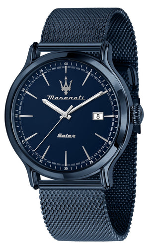 Maserati Stainless Steel Mesh Blue Dial Solar R8853149001 100m Men's Watch