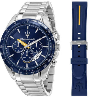 Maserati Modena Edition Chronograph Stainless Steel Blue Dial Quartz R8871612039 100m Men's Watch Gift Set