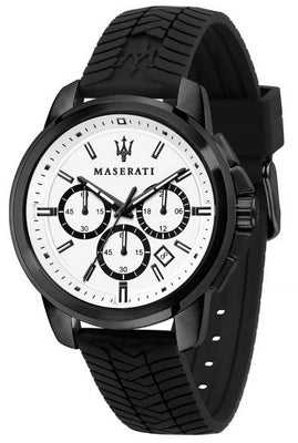 Maserati Successo Chronograph White Dial Silicon Strap Quartz R8871621010 Men's Watch