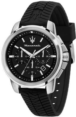 Maserati Successo Chronograph Silicone Strap Black Dial Quartz R8871621014 100m Men's Watch